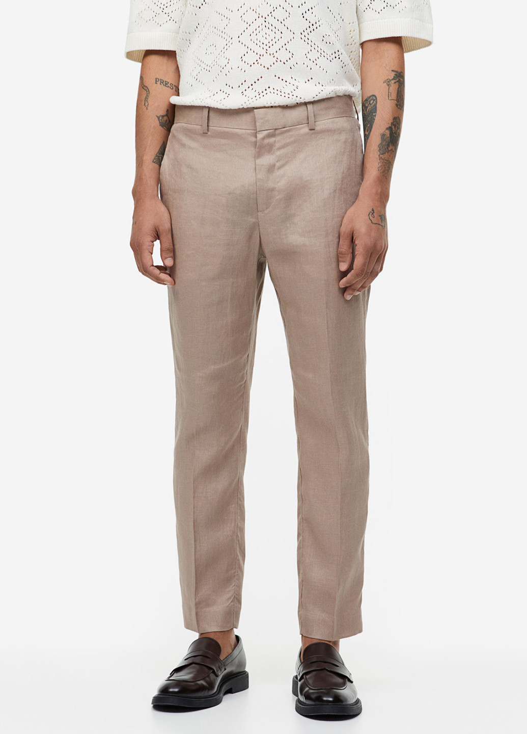 Темно-бежевые кэжуал летние прямые брюки H&M