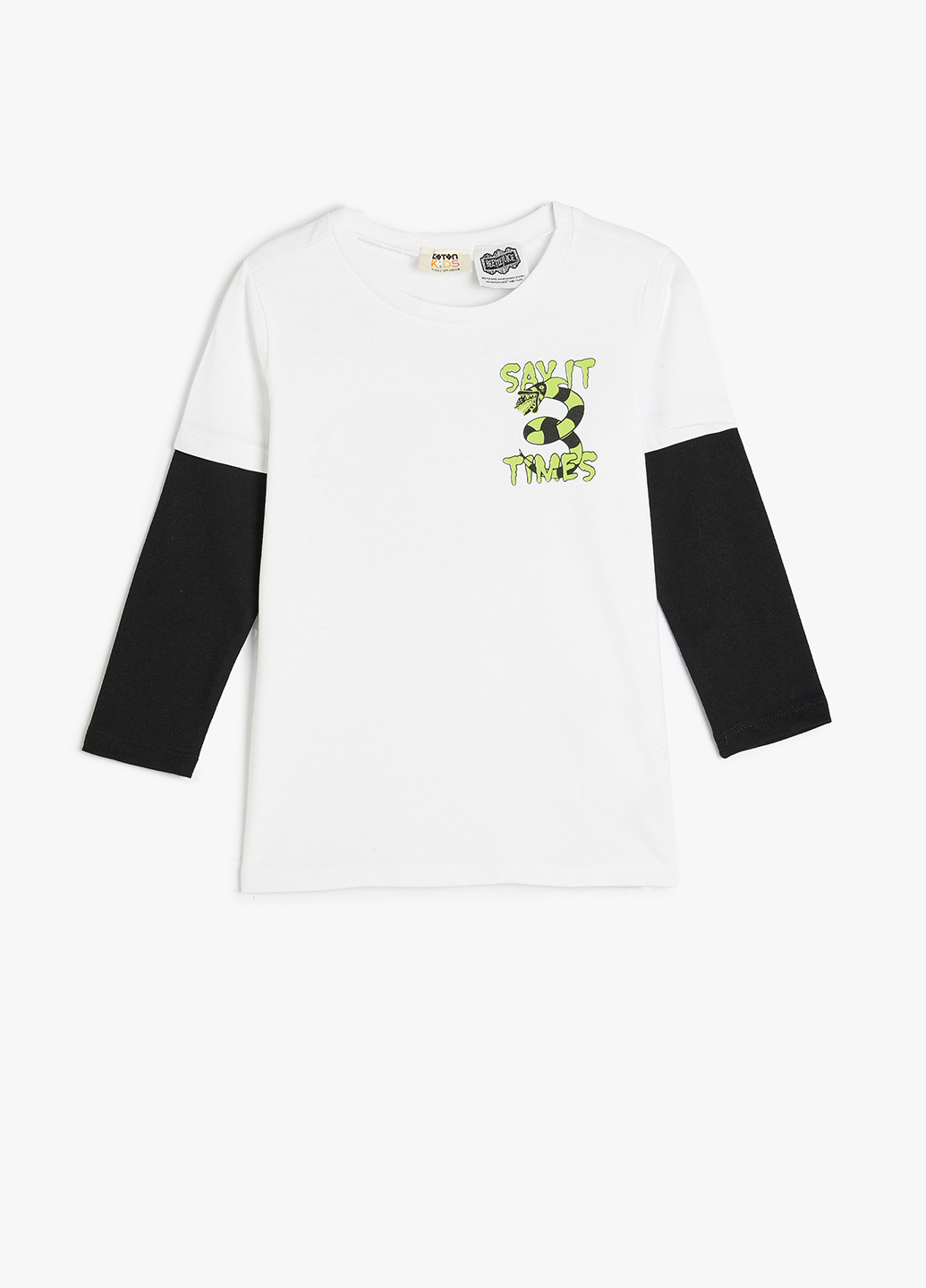 Черно-белый демисезонный кэжуал лонгслив KOTON колор блок