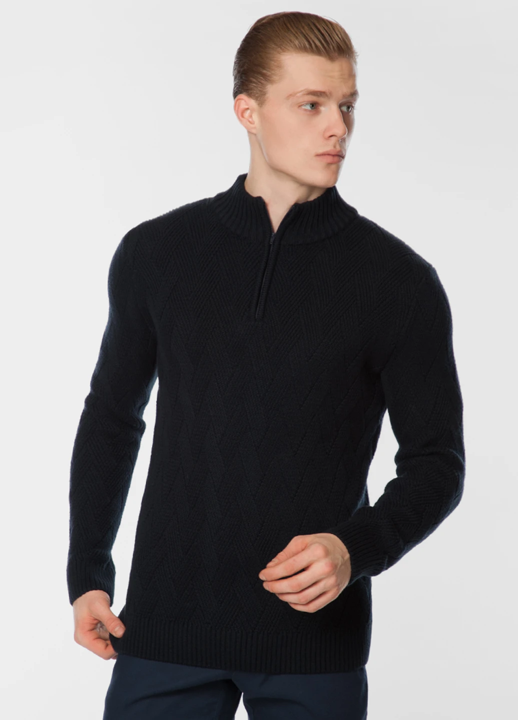 Синій зимовий светр чоловічий Arber Zipper-neck 7 N-MTR-08
