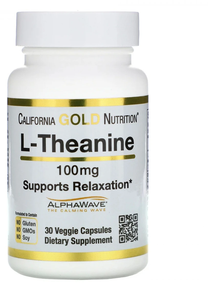 L-теанін, L-theanine AlphaWave 100 mg 30 Veggie Capsules California Gold Nutrition (254371974)