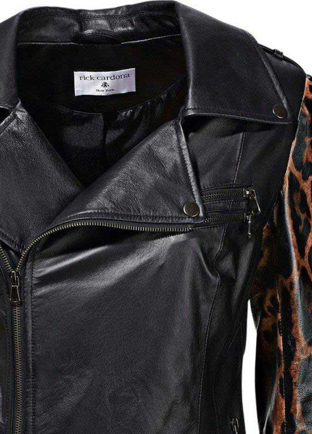 Черная демисезонная куртка кожаная Rick Cardona