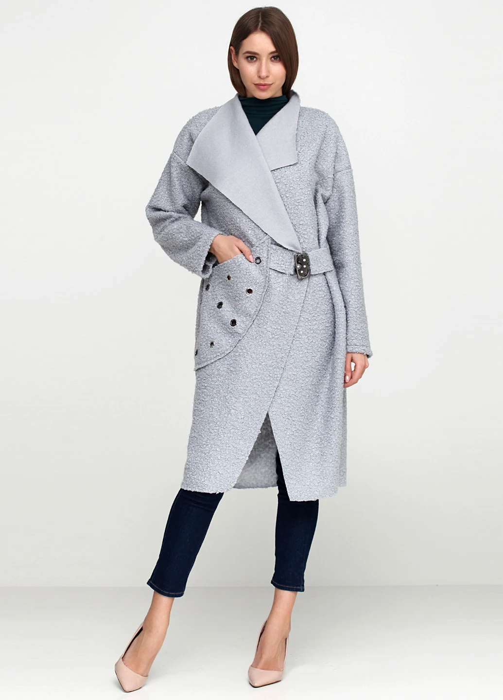 Сіро-бежеве демісезонне Пальто New Collection