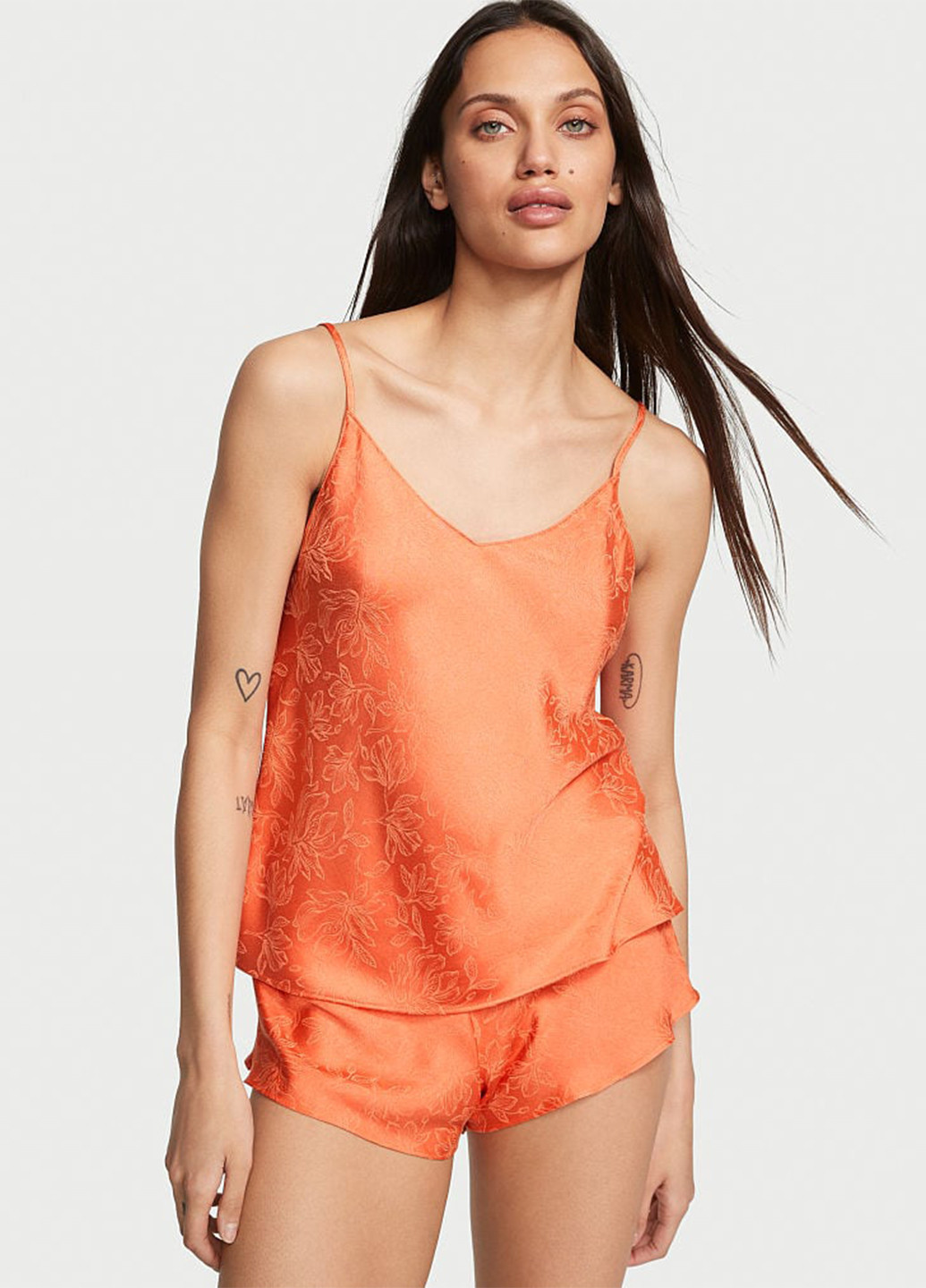 Оранжевая всесезон пижама (топ, шорты) топ + шорты Victoria's Secret