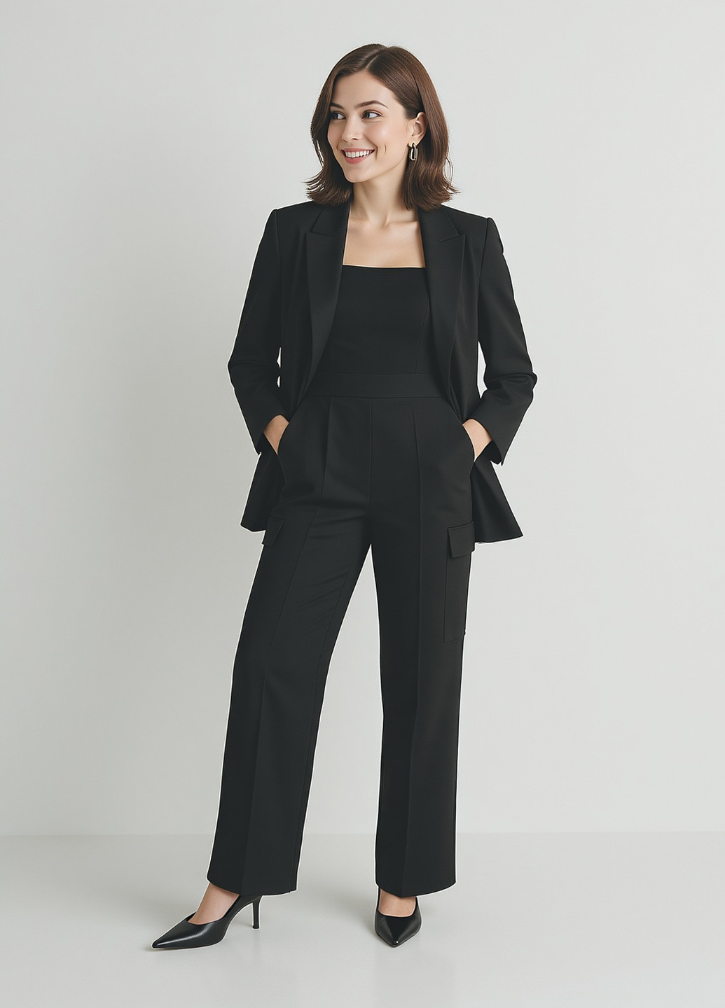 Комбінезон Reserved комбінезон-брюки однотонний чорний кежуал поліестер