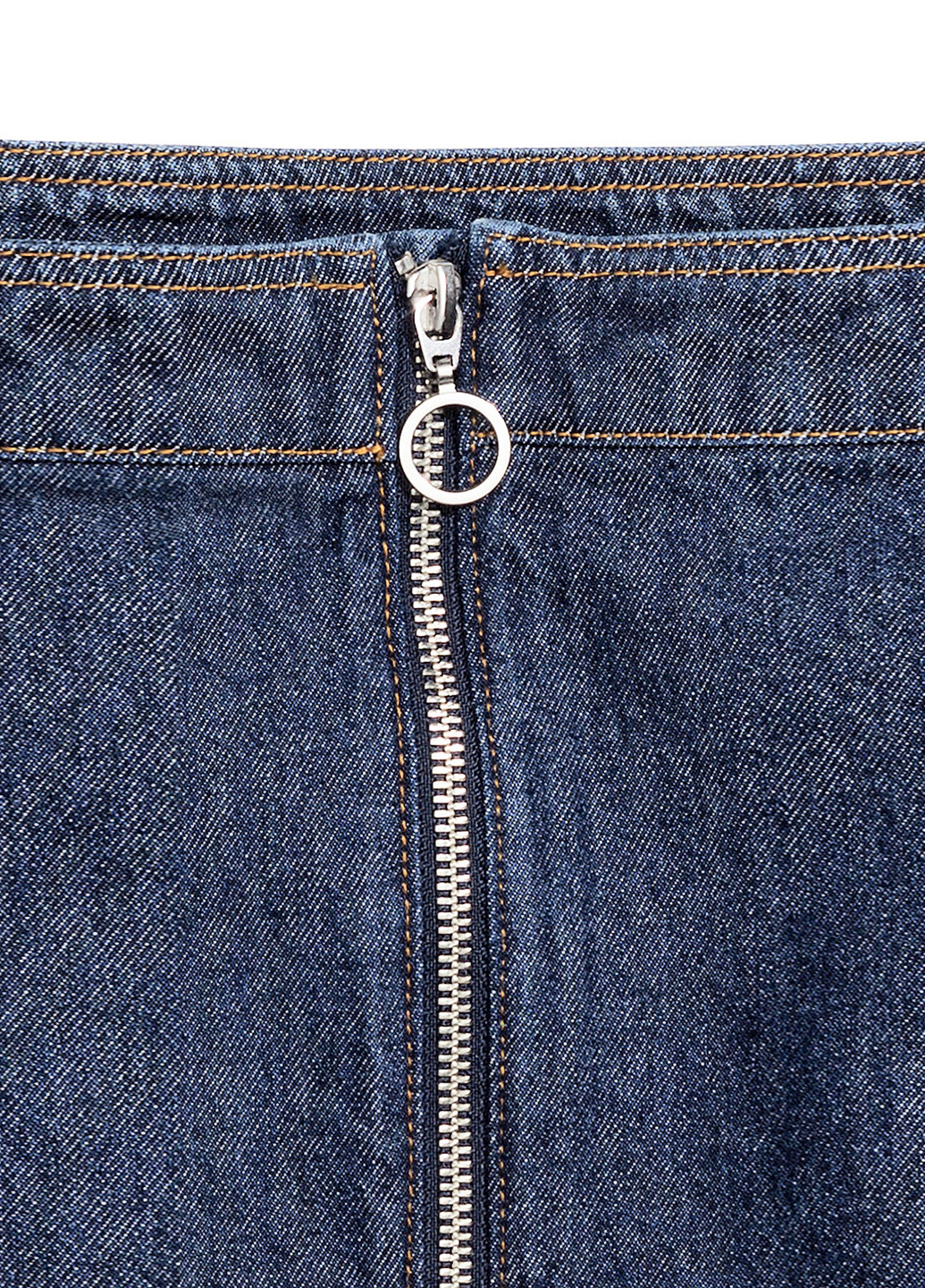 Темно-синяя джинсовая однотонная юбка H&M а-силуэта (трапеция)