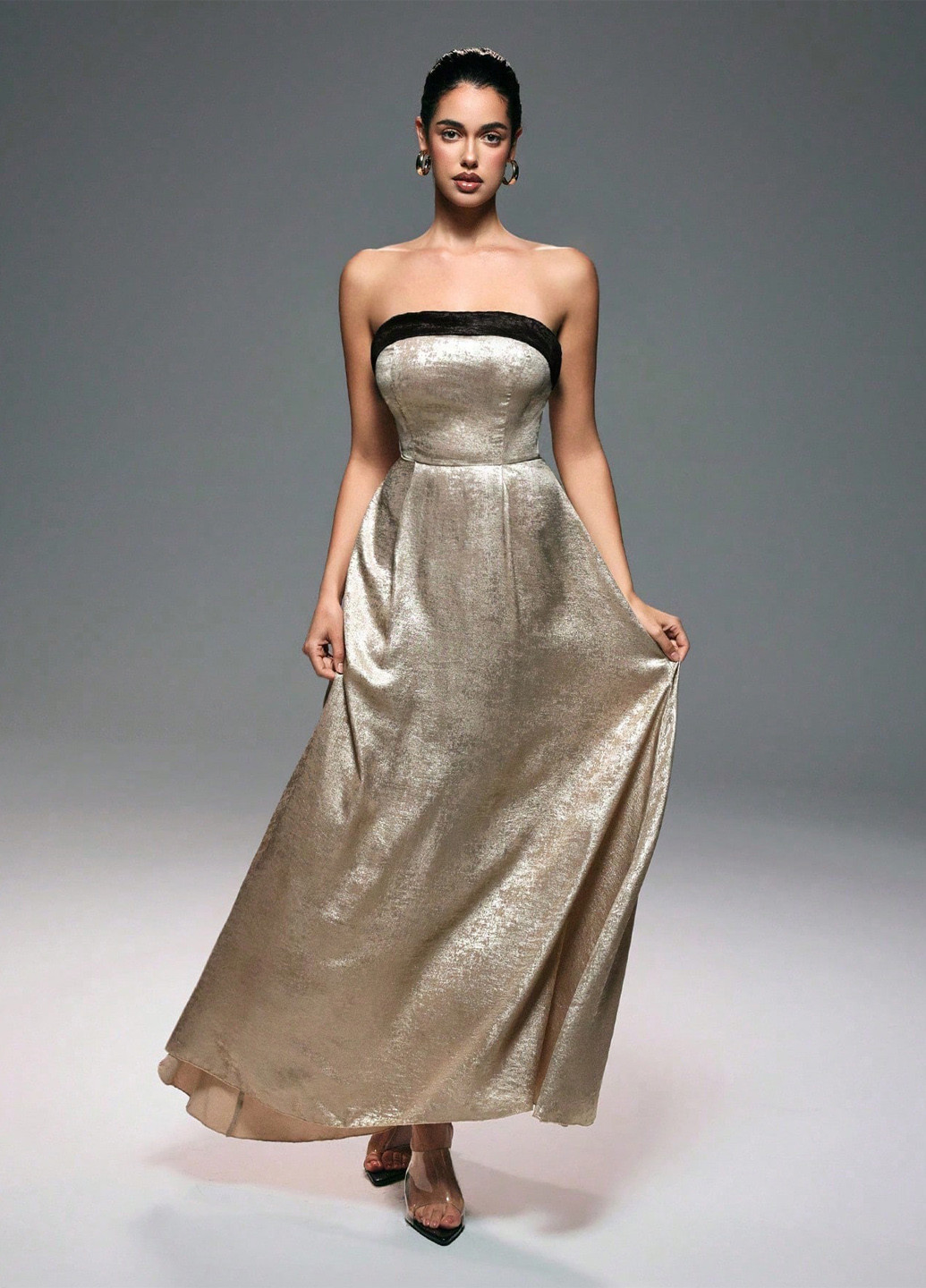 Золотий кежуал сукня з відкритою спиною SHEIN однотонна