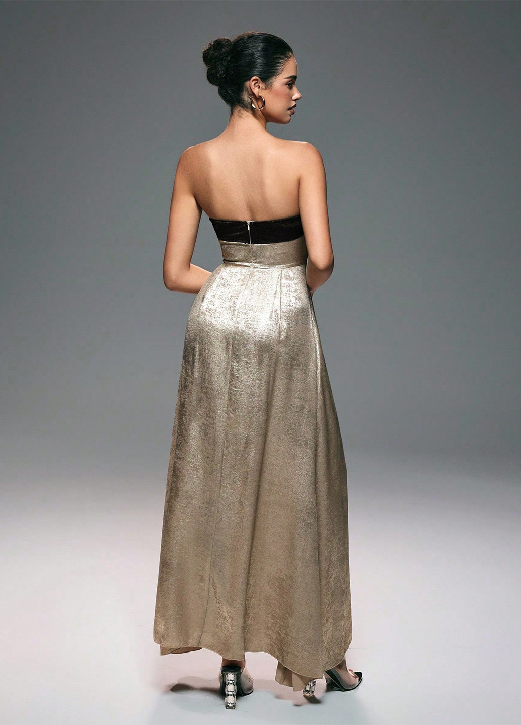 Золотий кежуал сукня з відкритою спиною SHEIN однотонна