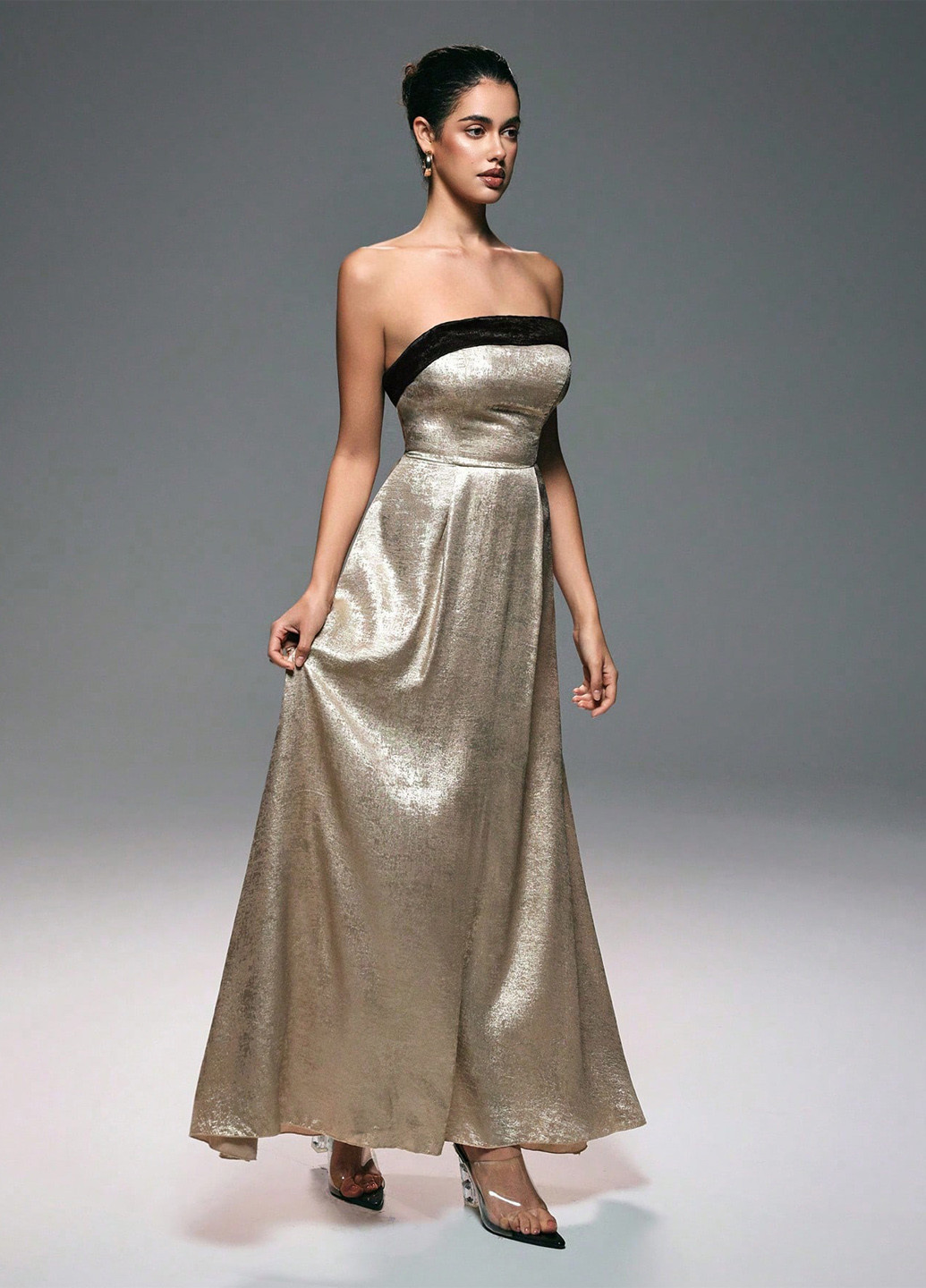 Золотий кежуал сукня з відкритою спиною SHEIN однотонна