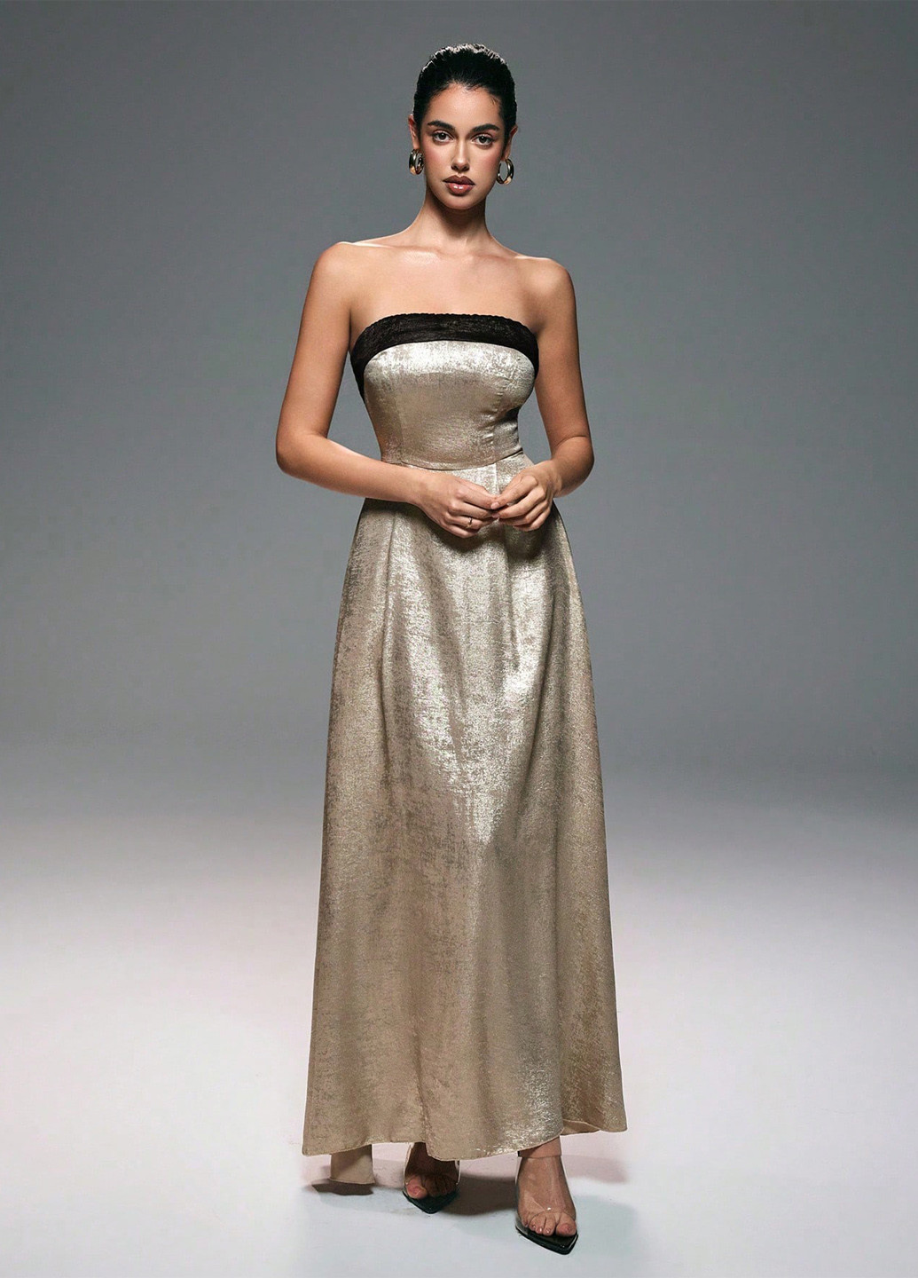 Золотий кежуал сукня з відкритою спиною SHEIN однотонна