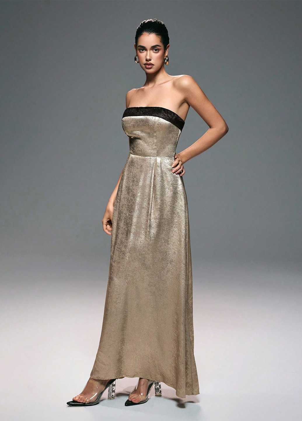 Золотий кежуал сукня з відкритою спиною SHEIN однотонна