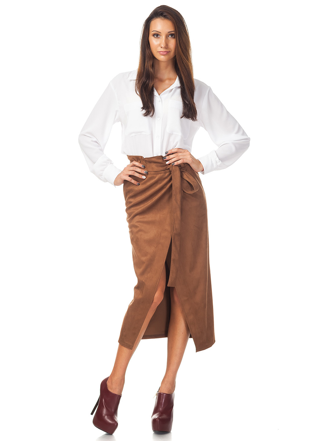 Светло-коричневая кэжуал юбка Leya миди
