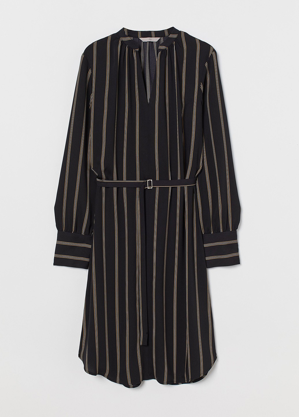 Черное кэжуал платье клеш, рубашка H&M в полоску