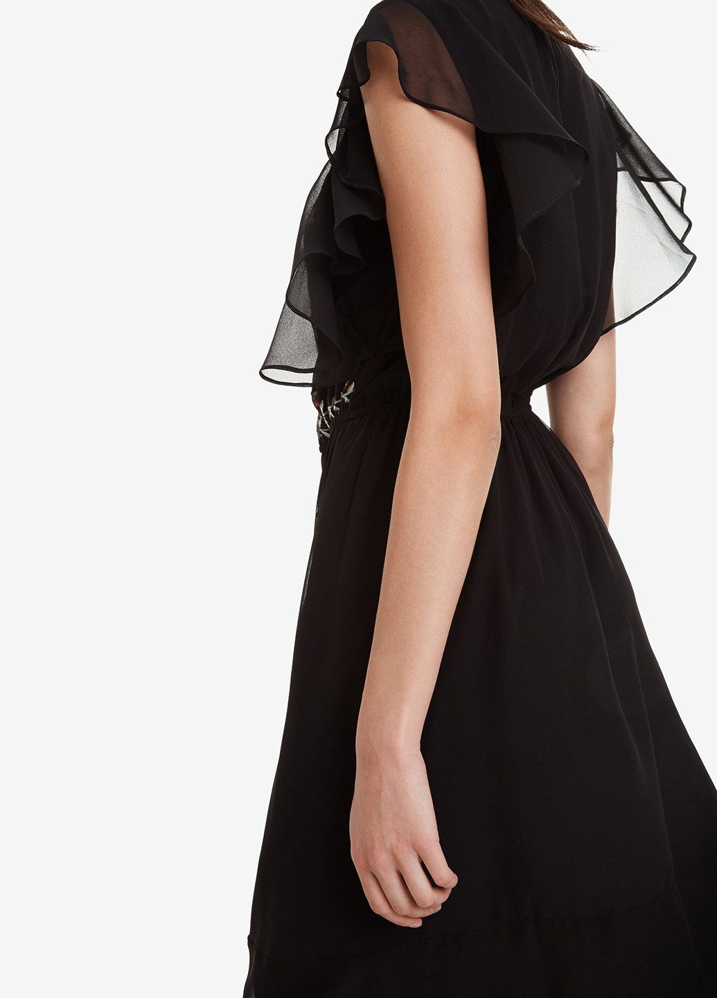 Черное кэжуал платье миди Desigual с цветочным принтом