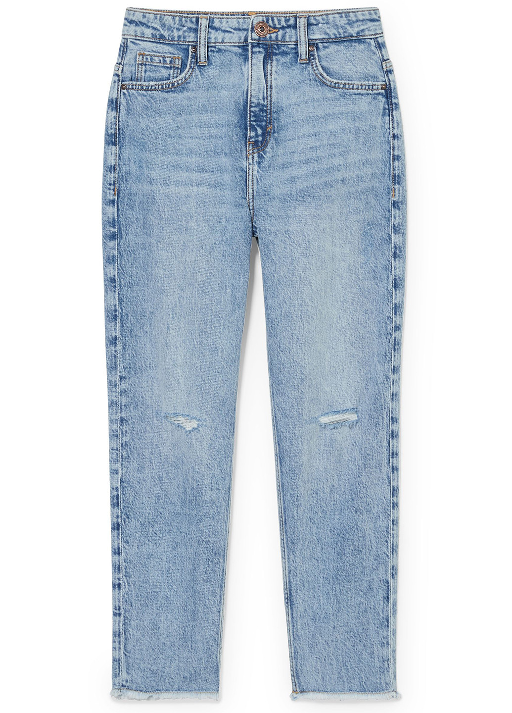 Синие демисезонные зауженные, укороченные джинсы C&A