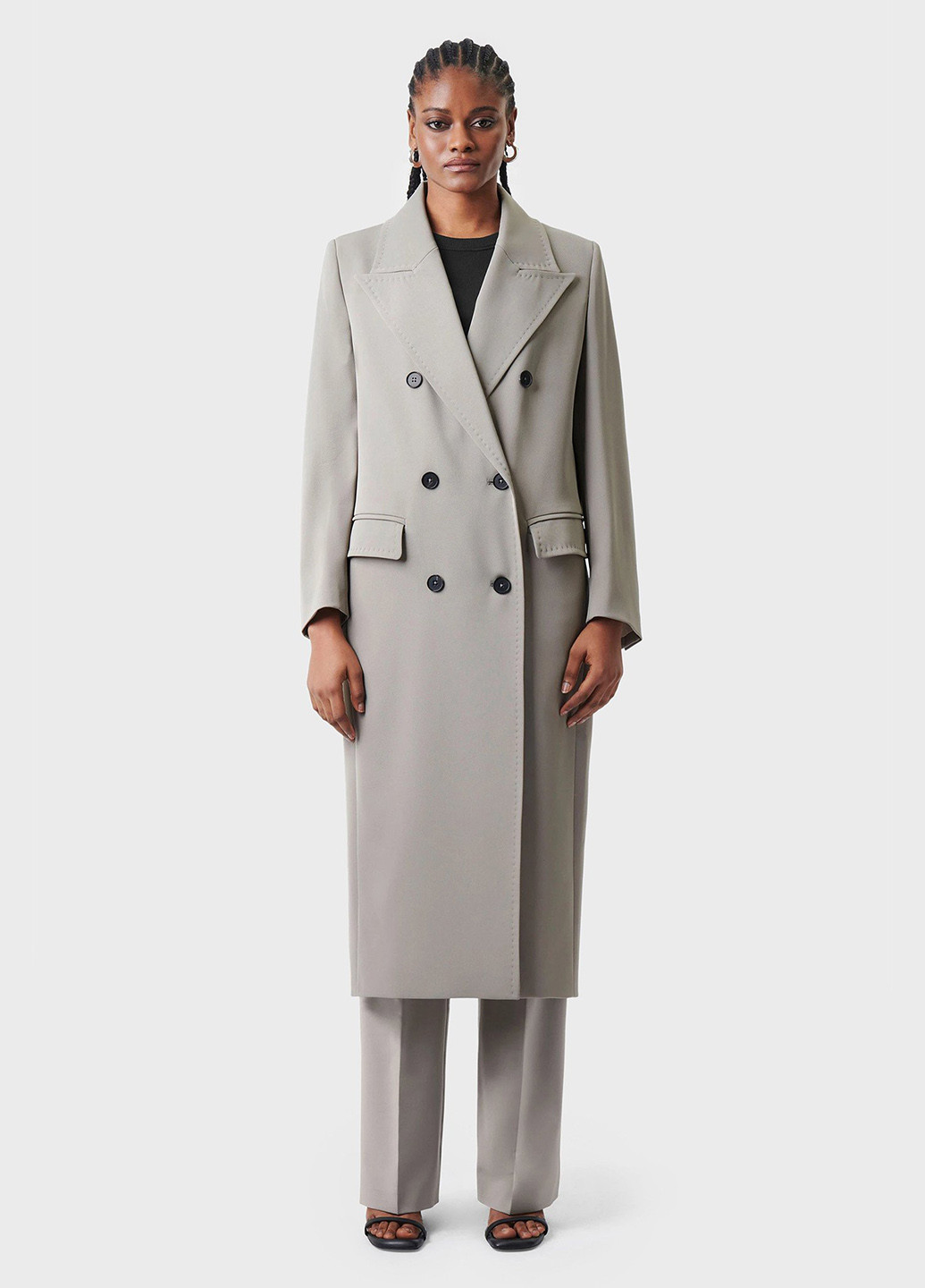 Сіре демісезонне Пальто двобортне Drykorn