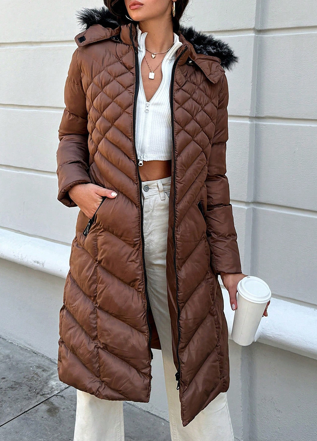 Коричнева зимня куртка SHEIN