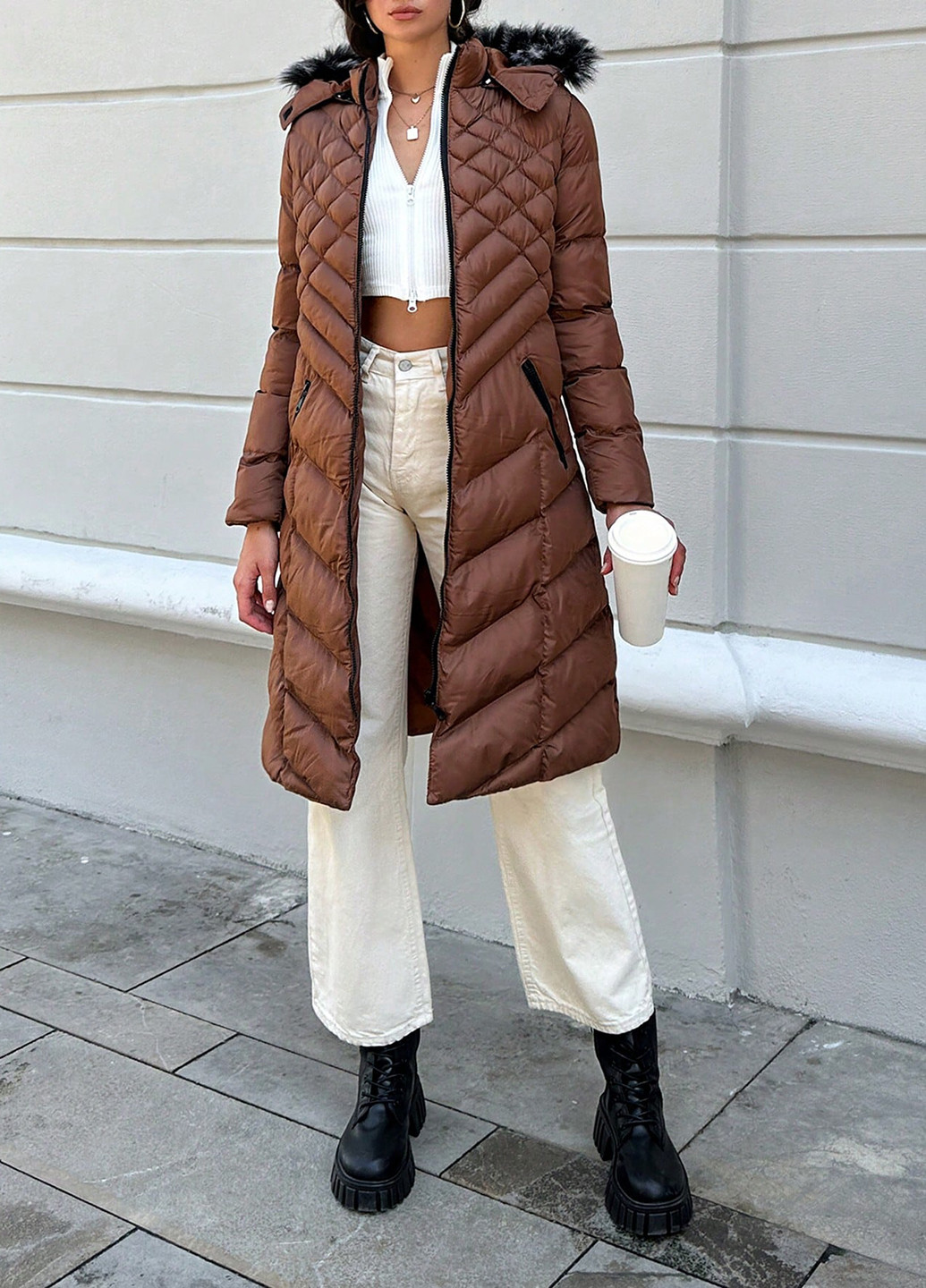 Коричнева зимня куртка SHEIN