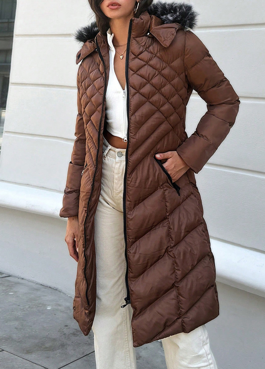 Коричнева зимня куртка SHEIN