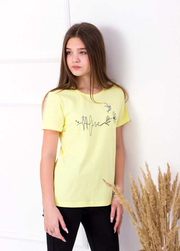 Жовта літня футболка для дівчинки (підліткова) Носи своє 6012