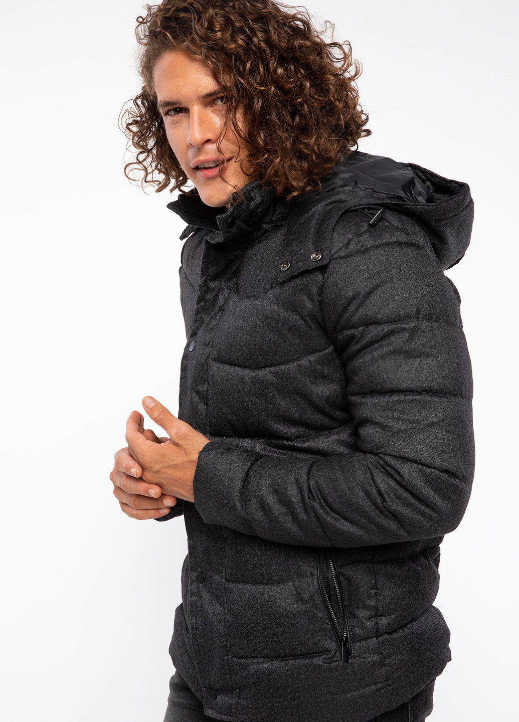 Темно-серая зимняя куртка DeFacto