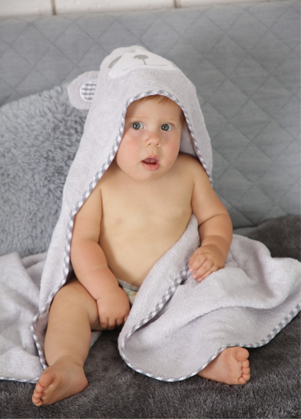Lovely Svi детское полотенце с капюшоном - полотенце уголок - серый мишка персонажи серый производство - США