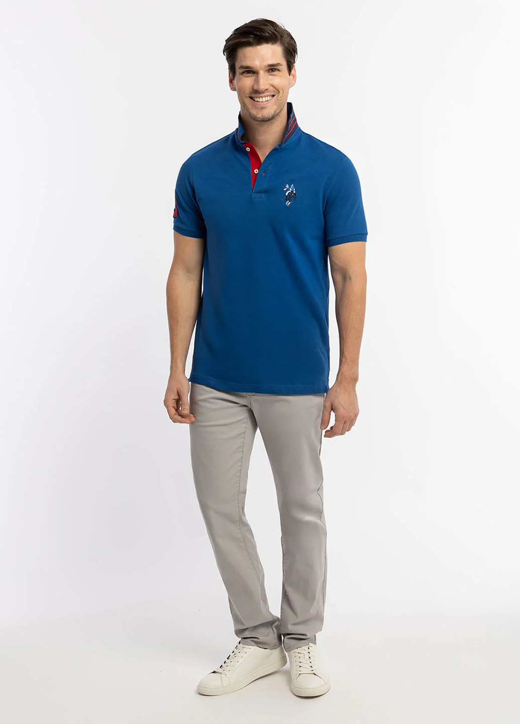 Синяя футболка-поло для мужчин U.S. Polo Assn. однотонная