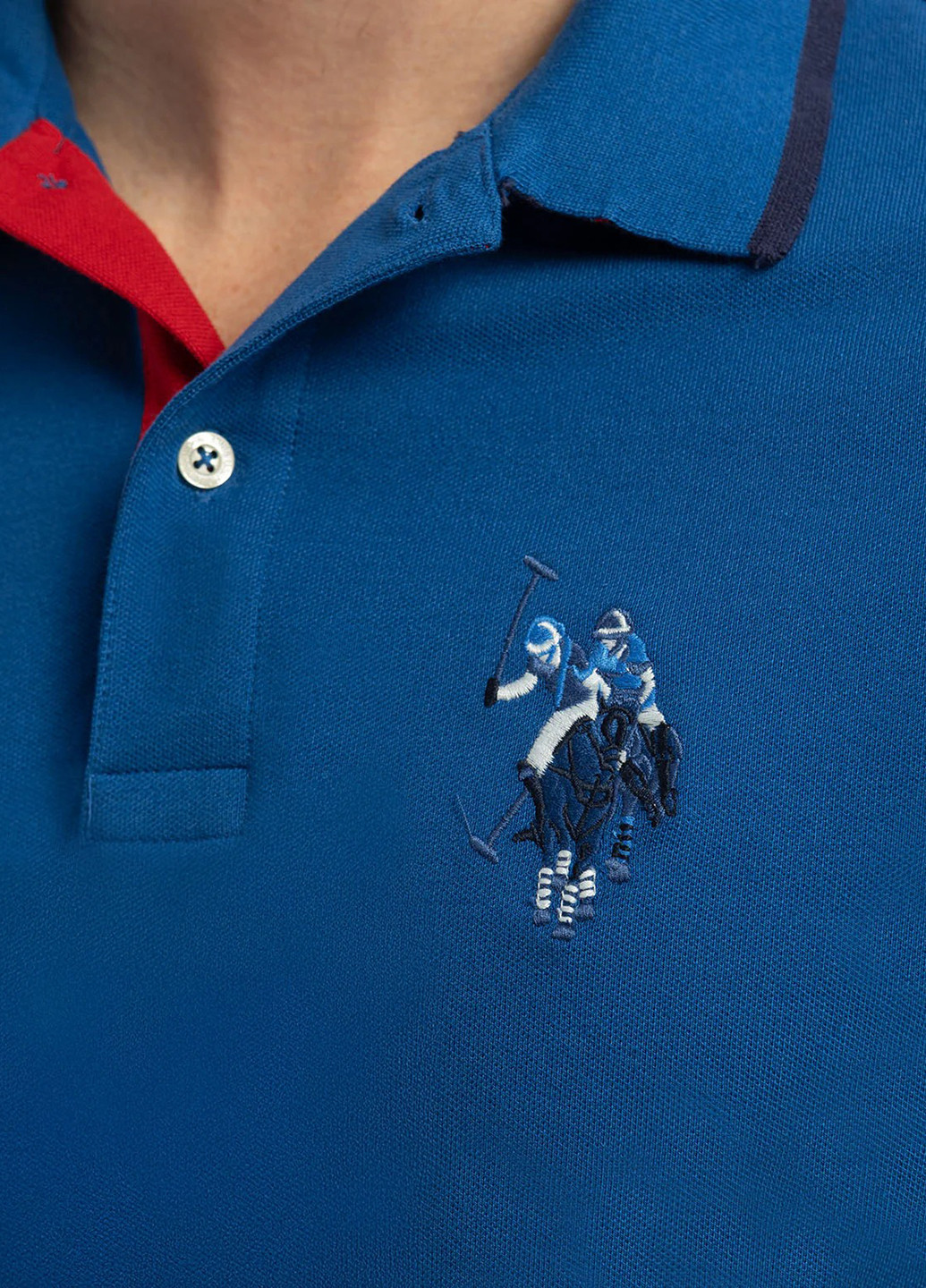 Синяя футболка-поло для мужчин U.S. Polo Assn. однотонная