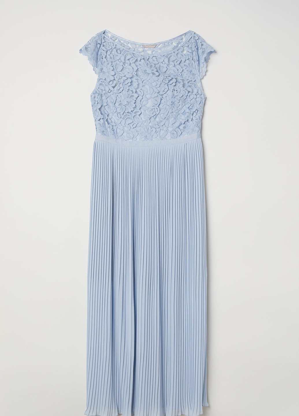 Голубое вечернее платье с кружевом H&M однотонное