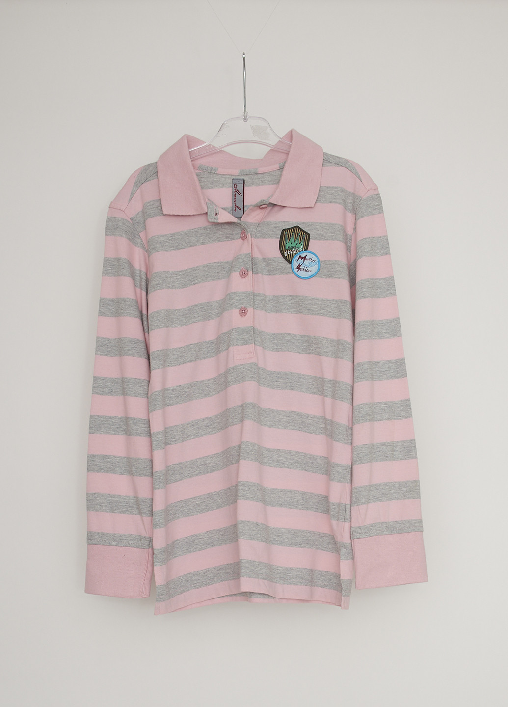 Розовая детская футболка-поло для мальчика Mambo в полоску