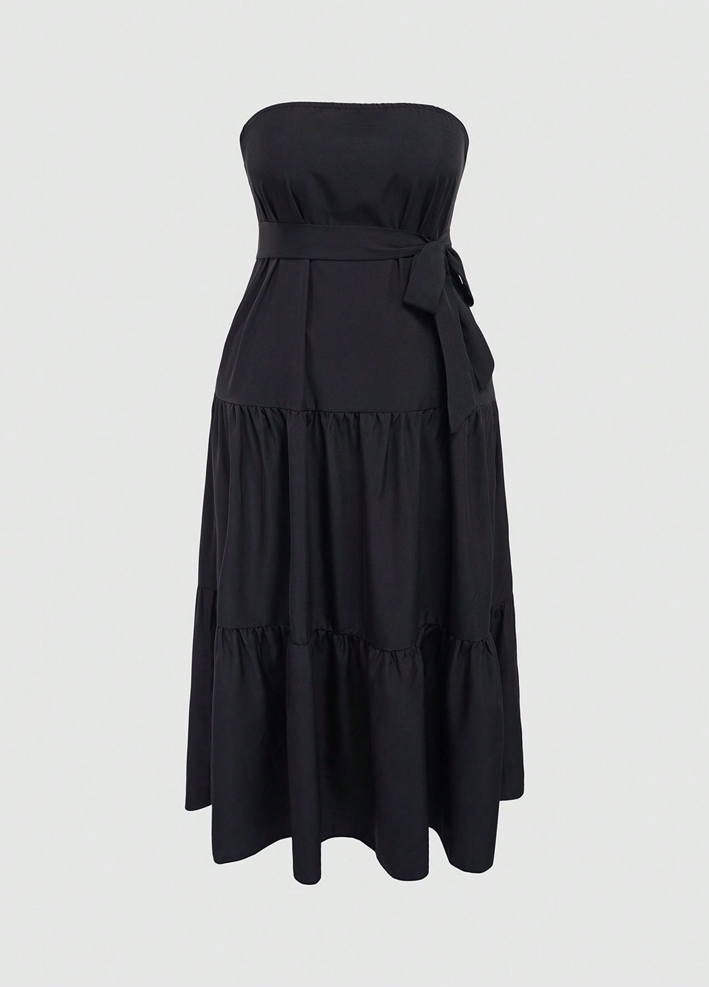 Черное кэжуал платье а-силуэт SHEIN однотонное