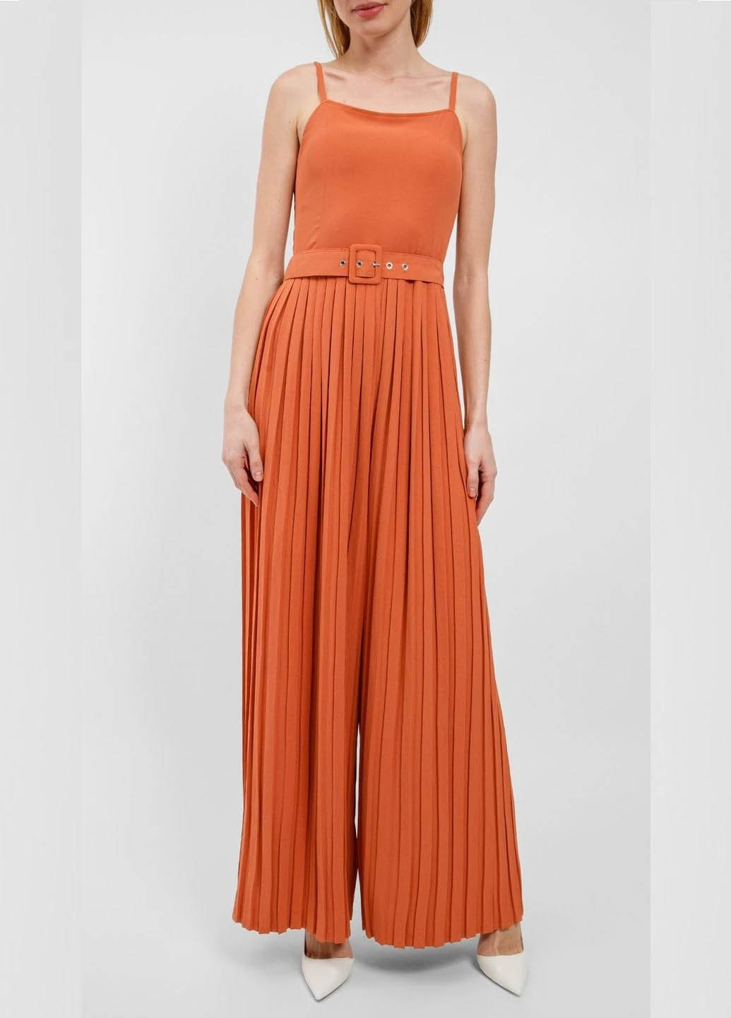 Комбінезон Lascana комбінезон-брюки однотонний теракотовий кежуал поліестер