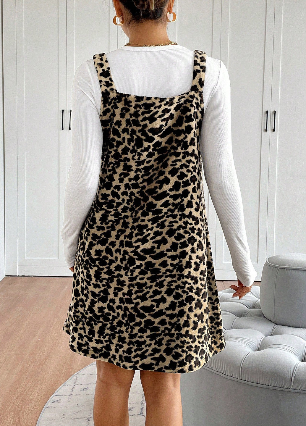 Демисезонный женский сарафан SHEIN леопардовый