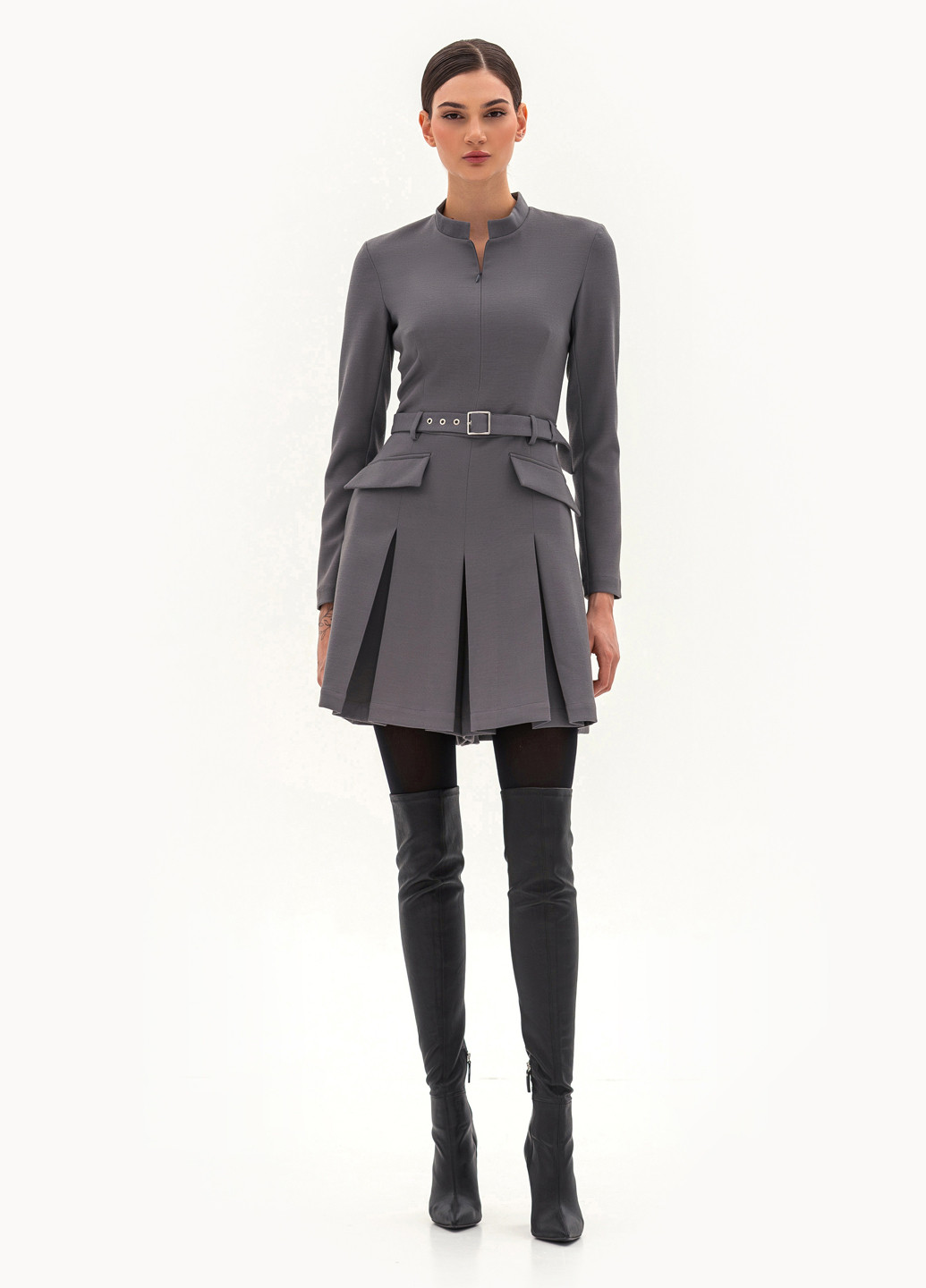 Платье-комбинезон BGL комбинезон-шорты однотонный серый деловой, кэжуал вискоза