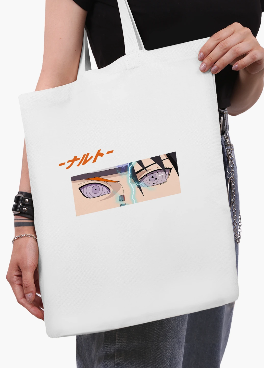 Еко сумка шоппер біла Наруто Узумакі і Саске Учіха (Naruto) (9227-2819-WT2) Еко сумка шоппер біла 41*35 см MobiPrint (221682982)