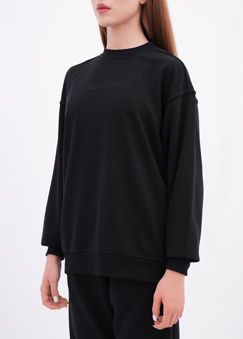 Чорний світшот EQUILIBRI однотонний тиснення (346898634)