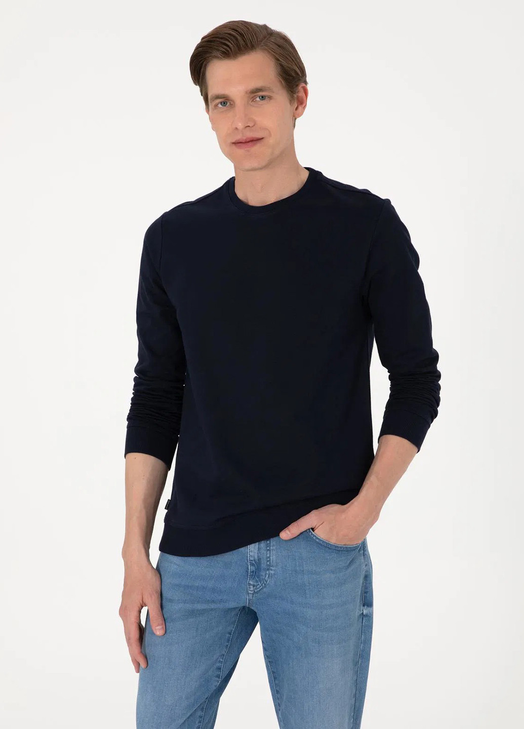 Индиго свитшот Pierre Cardin однотонный без декора (366422662)