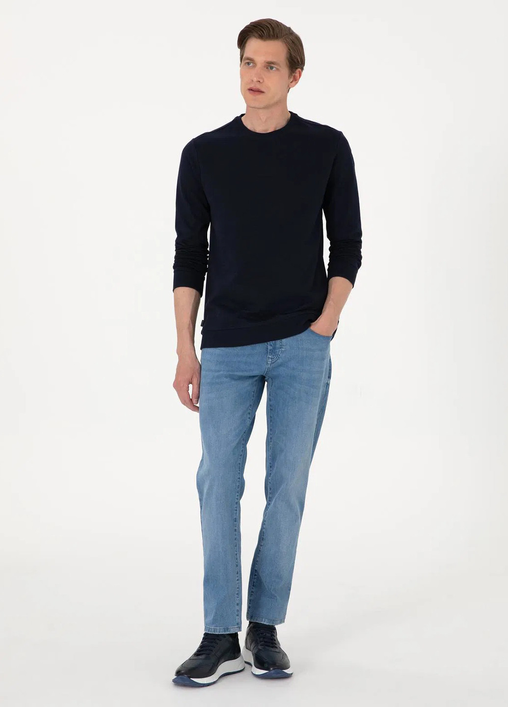 Индиго свитшот Pierre Cardin однотонный без декора (366422662)