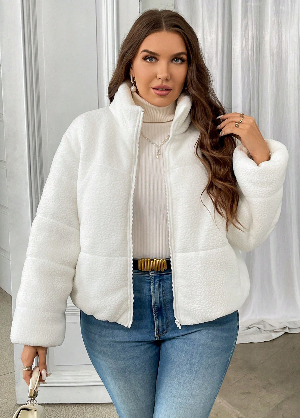 Біла зимня куртка SHEIN