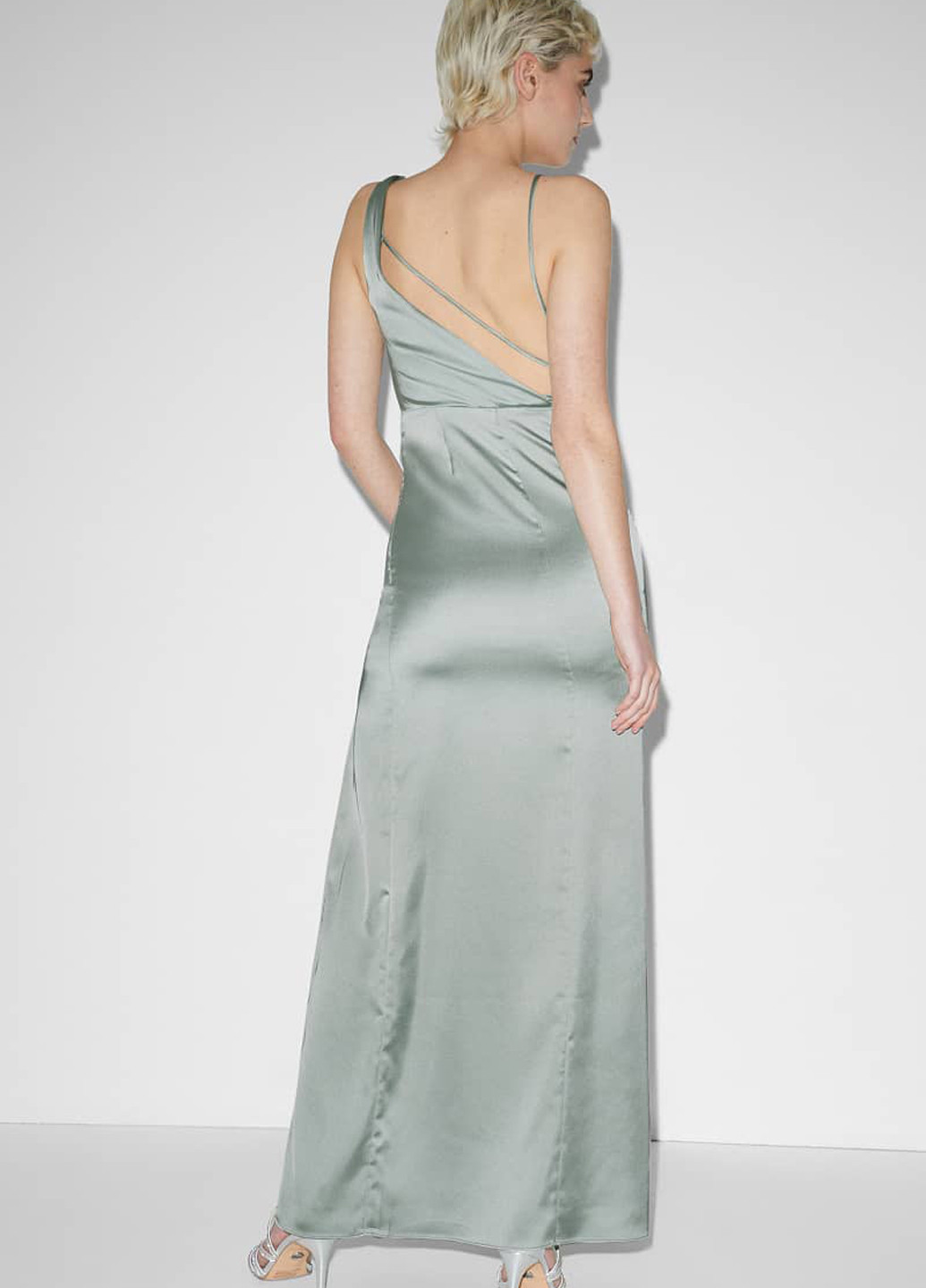 Сіро-зелена вечірня сукня сукня-комбінація C&A однотонна