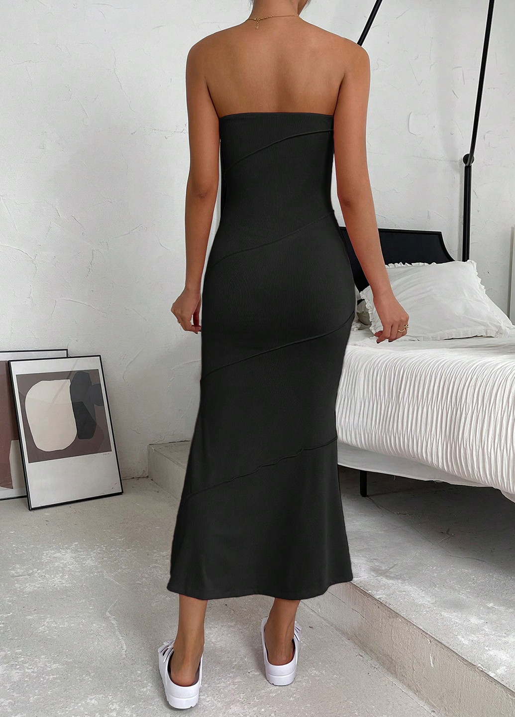 Чорна кежуал сукня годе SHEIN однотонна