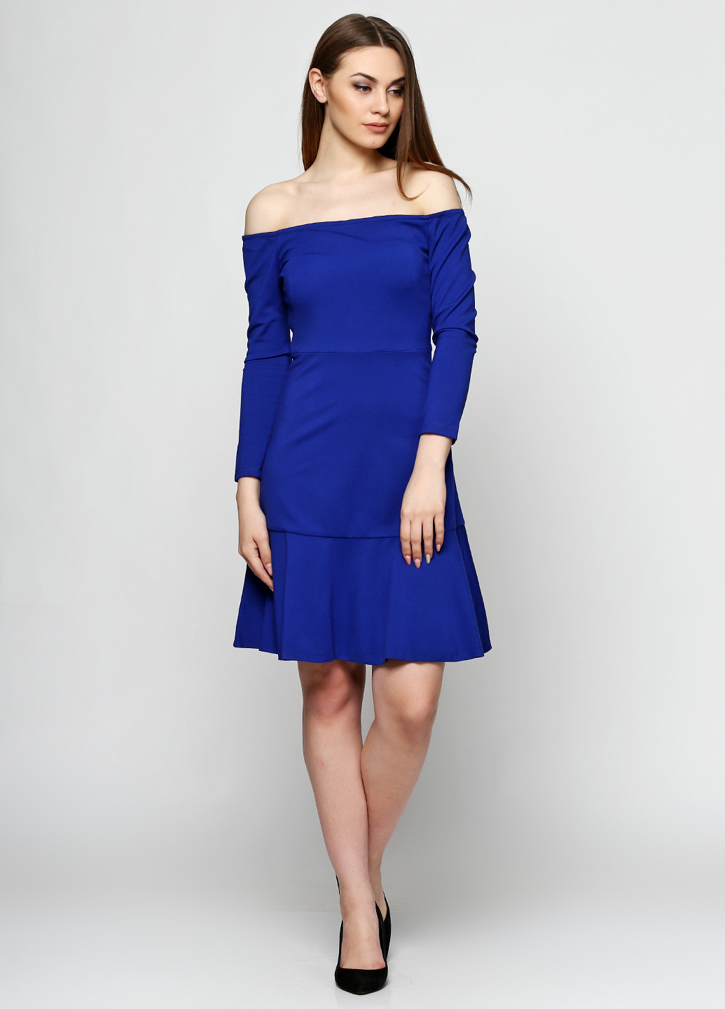 Синее кэжуал платье с длинным рукавом Silvian Heach однотонное