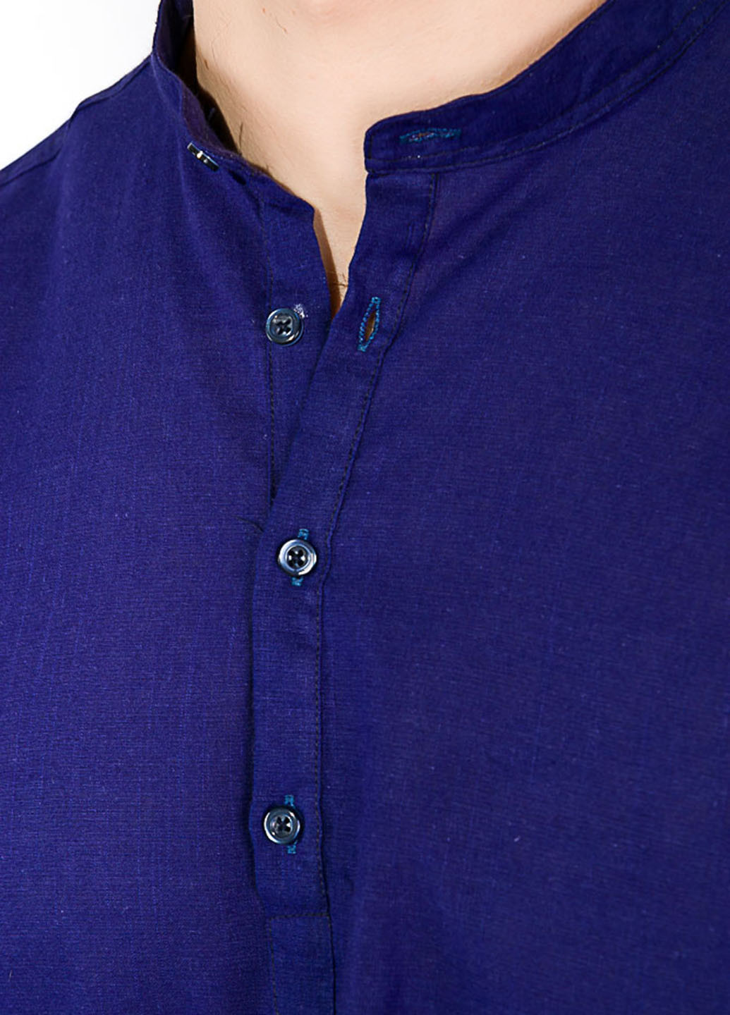 Темно-синяя кэжуал рубашка однотонная Time of Style с длинным рукавом