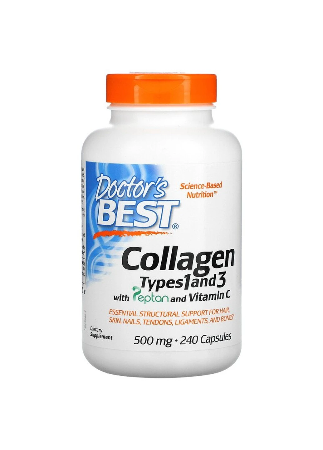 Колаген Collagen Types 1 and 3 with Vitamin C 500 mg 240 капсул Doctor's Best (255407854)