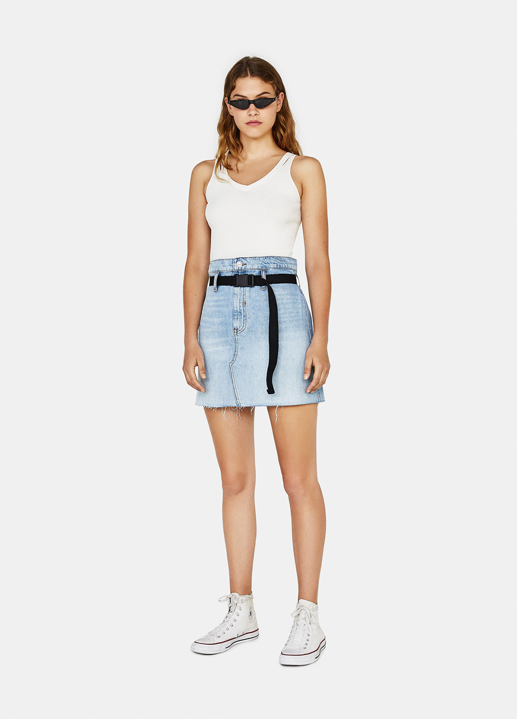 Голубая джинсовая однотонная юбка Bershka