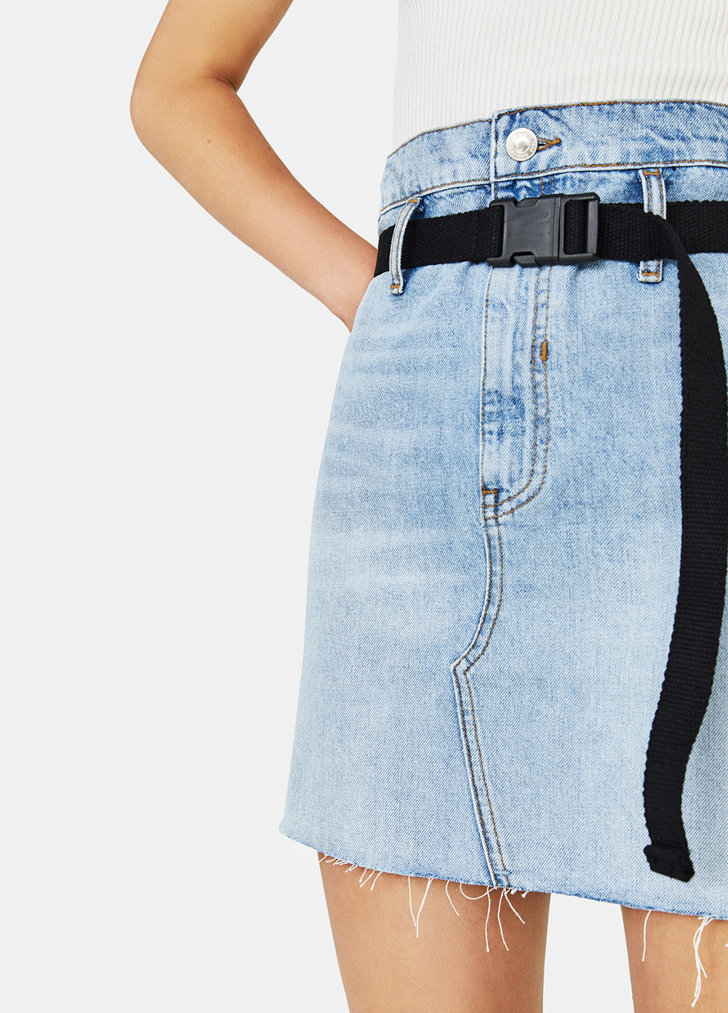 Голубая джинсовая однотонная юбка Bershka