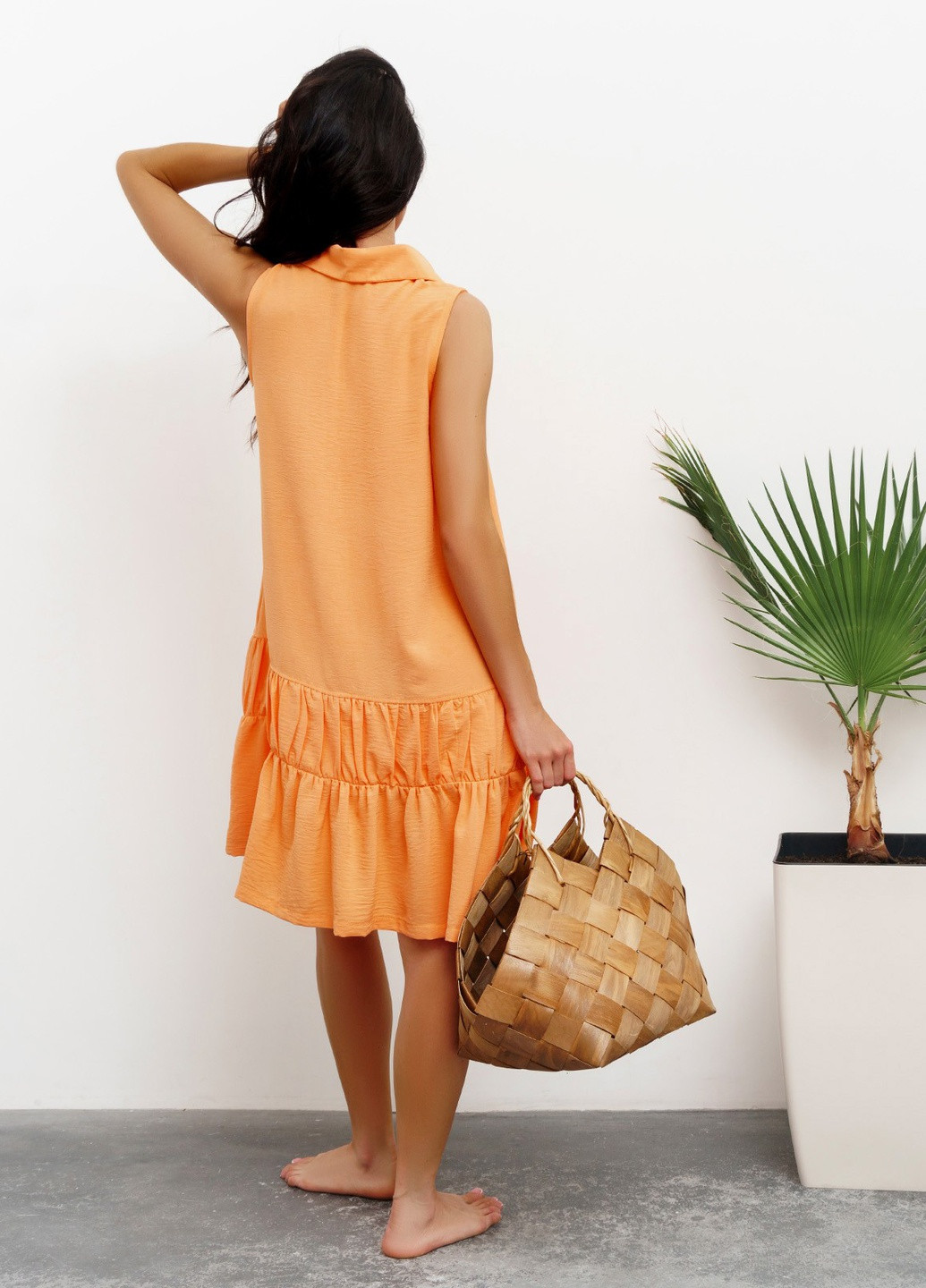 Оранжевое повседневный платье женское рубашка ISSA PLUS однотонное