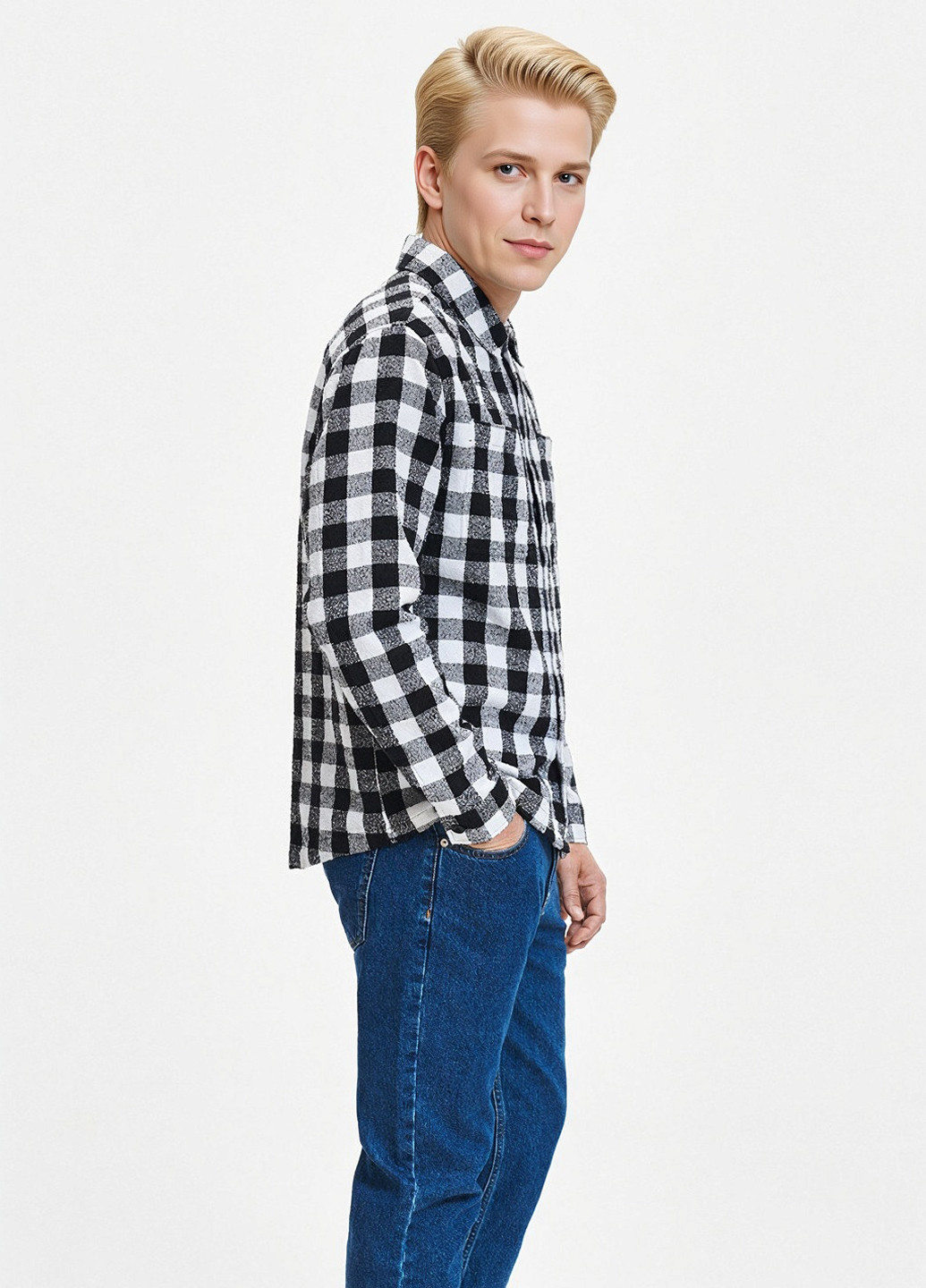 Черно-белая кэжуал рубашка в клетку Reserved