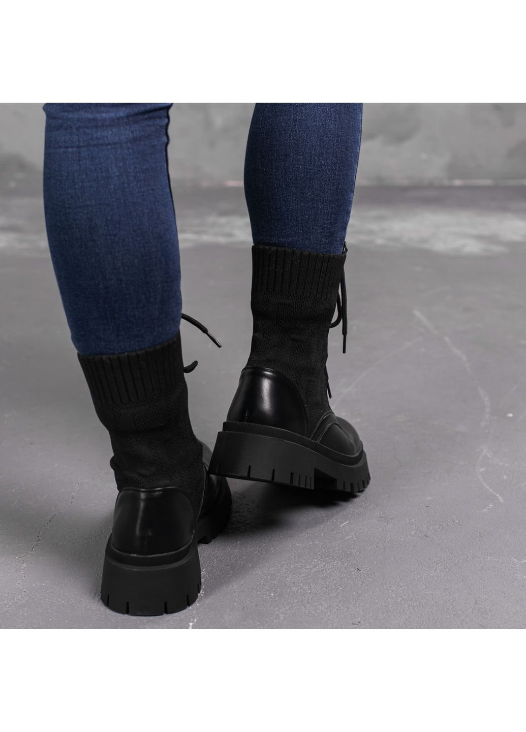 Осенние ботинки женские horseshoe 3368 39 25 см черный Fashion из искусственной кожи