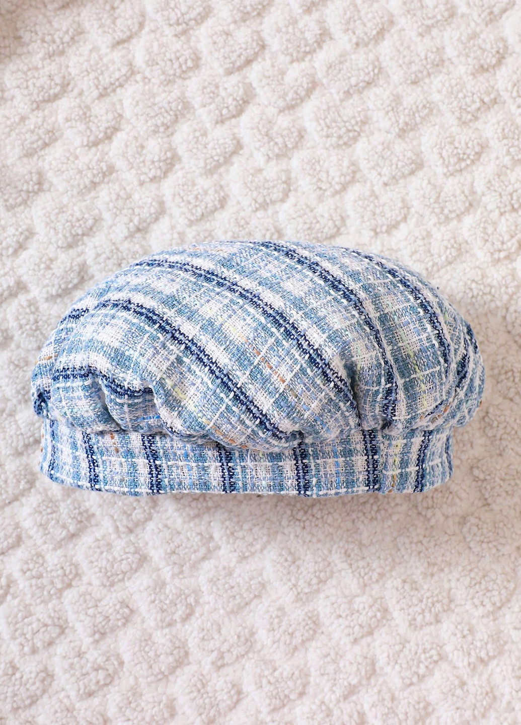 Голубой демисезонный костюм (жакет, гольф, шорты, берет) юбочный SHEIN