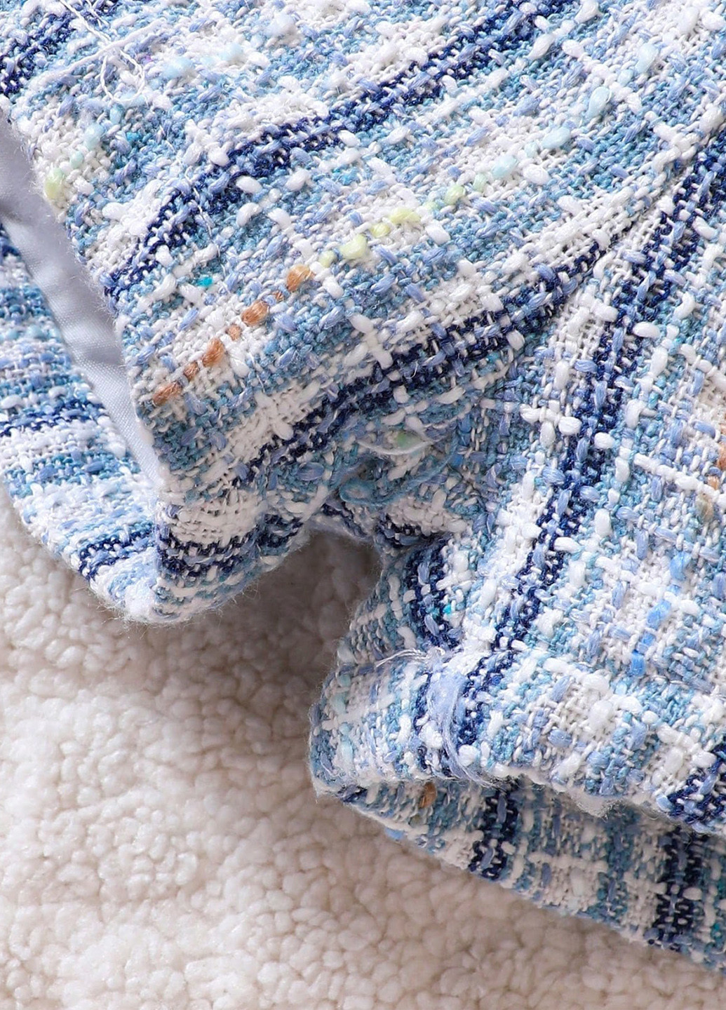 Голубой демисезонный костюм (жакет, гольф, шорты, берет) юбочный SHEIN